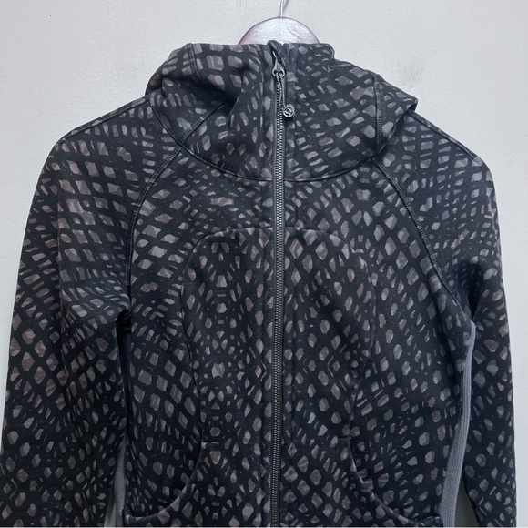 Lululemon Scuba Hoodie III Black Gray Full Zip Cotton Fleece Size 4 - Picture 2 of 12